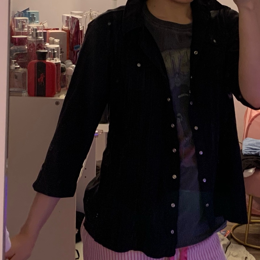 black quarter sleeve 3/4 length cardigan cover up